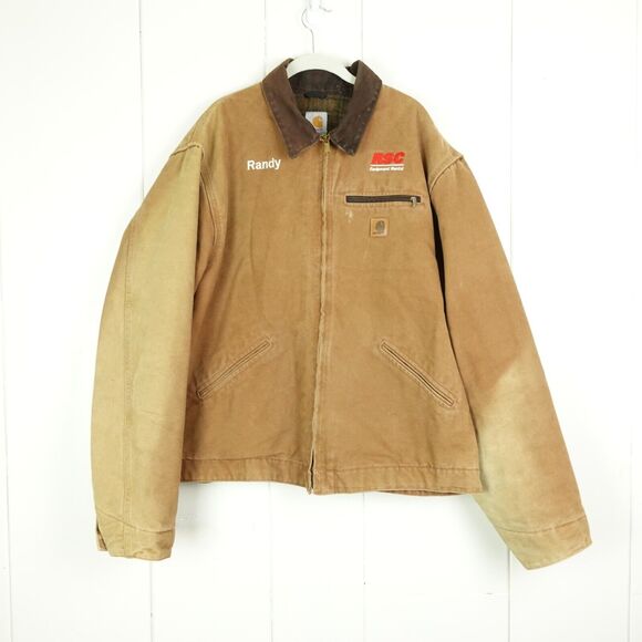 VTG Carhartt Blanket Lined Canvas Jacket Mens Size 2XL Tall Distressed Read